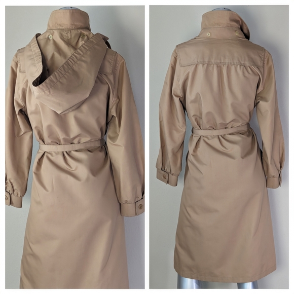 London Fog VinTage Classic Hooded Button Down Trench Coat - Picture 11 of 13